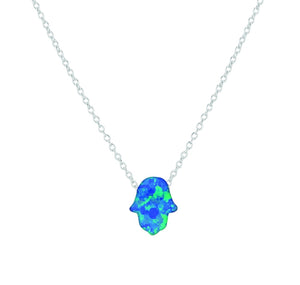 Opal Hamsa Hand Necklace