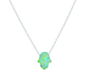 Opal Hamsa Hand Necklace